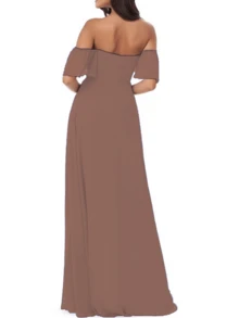 Vestido largo fiesta formal de moda - Marrón - Ver 3