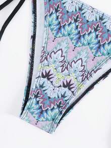 夏季纯色性感分体比基尼泳装，适合海滩度假 - 黑色 - 查看 3