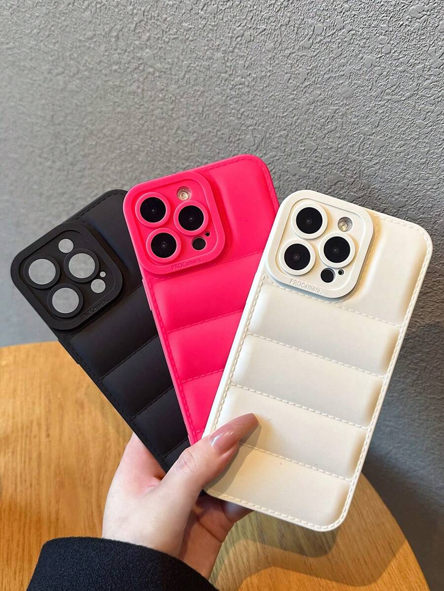 Apple Vintage 3pcs Cat Eye Puffer Jacket Style Anti-Drop Phone Case Compatible With IPhone Waterproof Shockproof Scratch Resistant - Multicolor - View 1