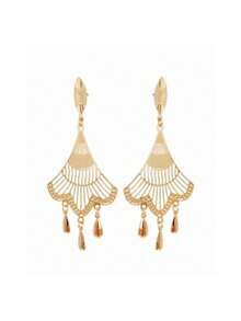 Brinco de Festa com Pingentes Pérolas Folheado Ouro 18k Antialérgico