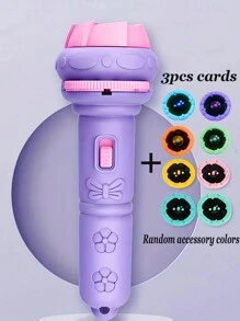 Purple Children's Projection Flashlight Toy, Baby Early Education Shape And Number Recognition Projection Lamp Toy, School Supplies, Student Stationery, Learning Supplies - Purple - View 1