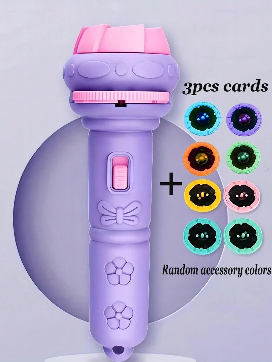 Purple Children's Projection Flashlight Toy, Baby Early Education Shape And Number Recognition Projection Lamp Toy, School Supplies, Student Stationery, Learning Supplies - Purple - View 1