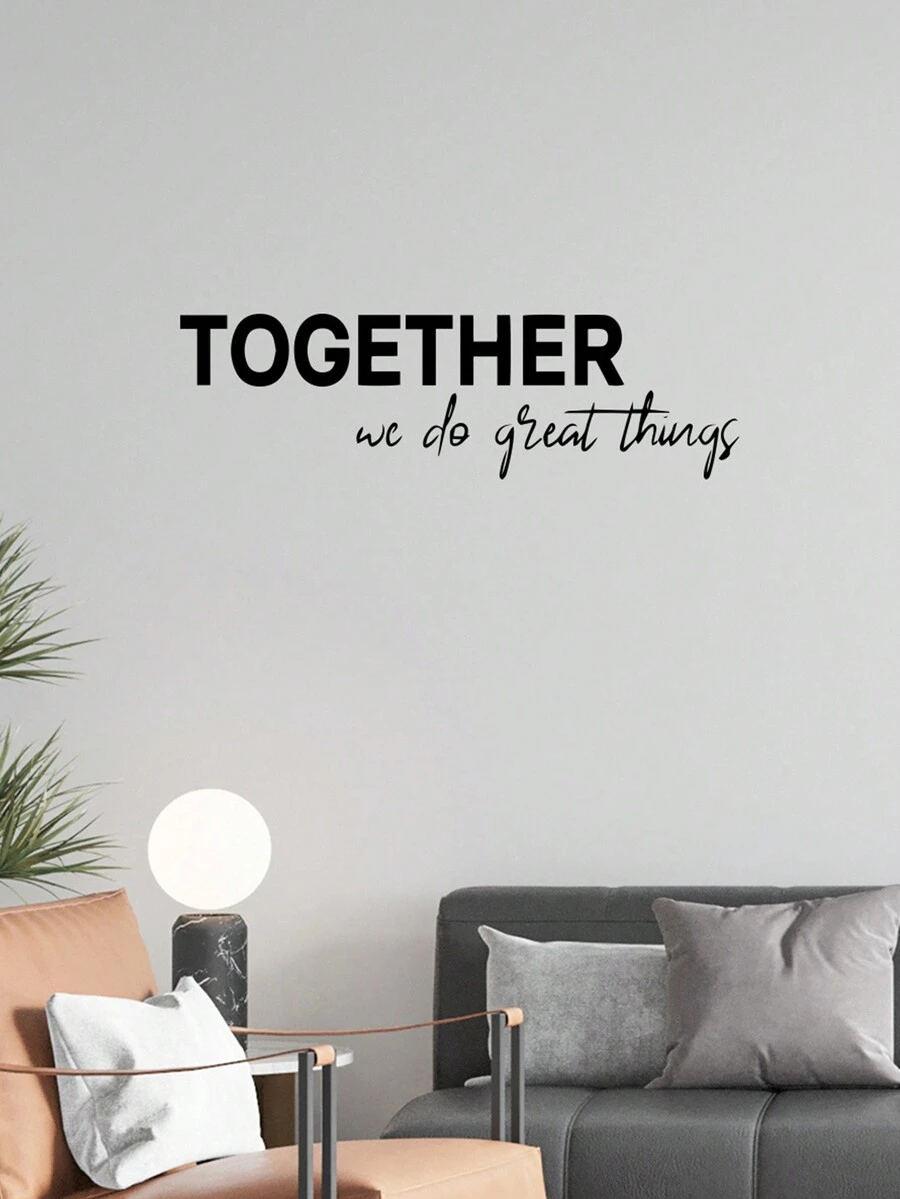 1 Pegatina De Pared En Inglés Con El Lema 'juntos' - Negro - Ver 1