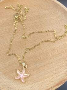 1pc Fashionable Seashell & Starfish Pendant Clavicle Necklace, Perfect Gift For Dating, Beach Holiday Style - Multicolor - View 4