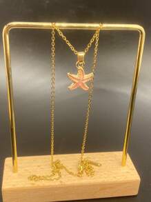1pc Fashionable Seashell & Starfish Pendant Clavicle Necklace, Perfect Gift For Dating, Beach Holiday Style - Multicolor - View 3