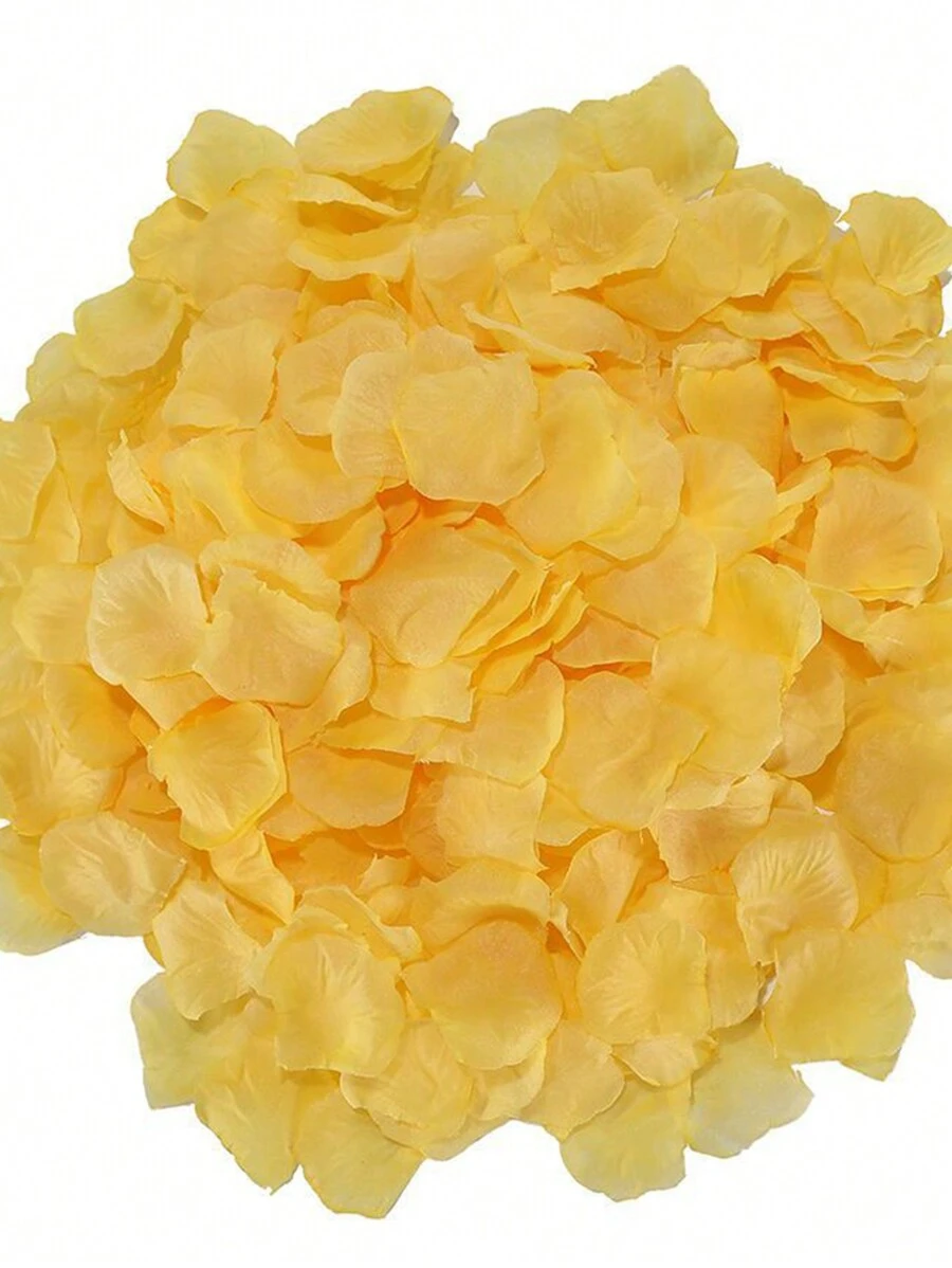 100/500 pièces Pétales de rose artificiels, décoratifs pour la Saint-Valentin, la maison, les fêtes de mariage, fleurs de rose artificielles, Noël - Jaune citron - Voir 1