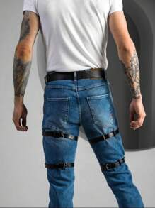 1pc Men's Garter Belt, Decorative Bondage Waistband For Dancing - Black - View 7