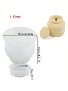 DIY Striped Scented Candle Cup Silicone Mold With Cover Storage Box, Resin Casting Mold, Concrete Plaster Molding