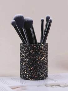 Organizador Base Porta Brochas De Maquillaje y Porta Lápices Negro Glitter - Negro - Ver 1