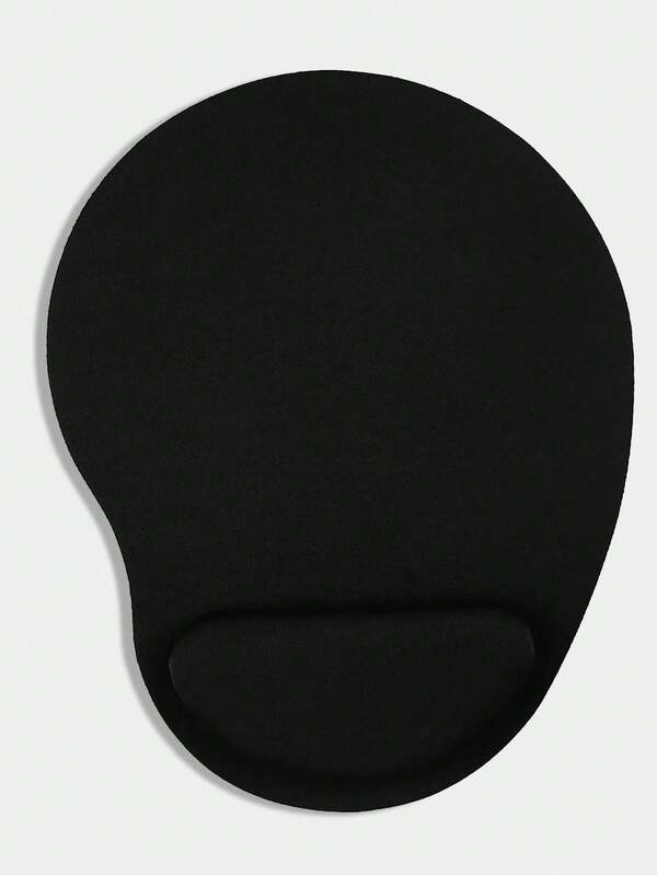 1pc Black Integrated Wrist Rest & AntiSlip Mouse Pad For Office
