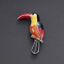 1只時尚的鸚鵡形狀胸針,使用鋅合金材料,滴油工藝打造紋理,電鍍顏色持久,適用於男女日常服裝配戴 - 復古銀色 - 查看 1