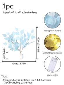 1 件/3 件仿真绿色植物 LED 灯枝家居室内客厅卧室门廊派对桌面发光温馨装饰（不含电池）