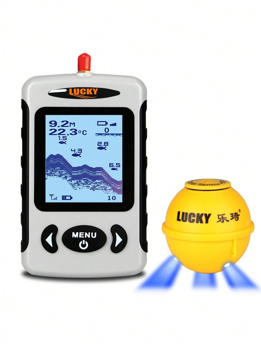 Lucky Ffw718la Portable Fish Finder With 150m Wireless Sonar Sensor, 2.2 Inch Screen For Fishing - Grey - View 1