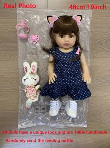 GUESSBELLY 逼真 48 厘米全柔软硅胶身体重生婴儿娃娃玩具，适合女孩，19 英寸新生婴儿，可爱生日礼物 - 藏蓝色 - 查看 2