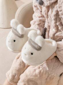 Dép Lông Thỏ Dễ Thương Cho Nữ, Dép Đi Trong Nhà Lông Ấm Áp Trong Nhà Cho Mùa Đông - trắng - Xem 3