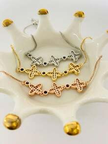 Bracelet Set Of Three, Trio Set Of 3 Bracelets Of 3 Colors (Laminated Gold) To Give Or Share With A Thin Adjustable Chain, Comfortable And Cute. - 4 - Xem 4