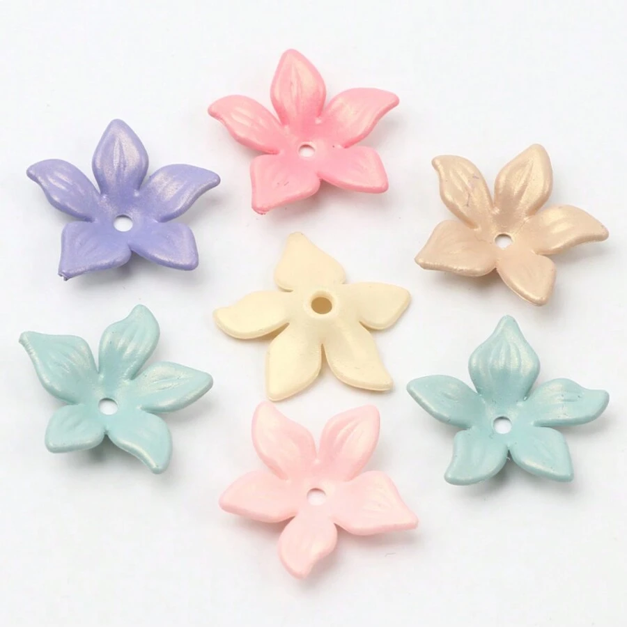 50 cái 21MM Acrylic Mũ hạt Với Hoa Bìm bìm Thiết kế hoa , Lý tưởng Đối với DIY Vòng tay Và Dây chuyền - 50 chiếc 21mm - Xem 1