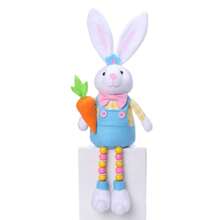 1 Pieza Figurina De Conejo De Pascua Con Perlas En Las Patas Que Sostiene Huevo Y Zanahorias, Decoración De Conejo Lindo