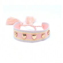 時尚的男女心形和星形鑲嵌編織手鍊,街頭風格可調節流蘇手帶,節日／生日禮物 - 38 - 查看 11