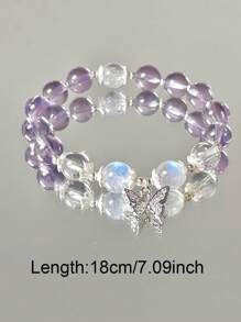 1入組ins風蝴蝶與人工水晶珠編織手鍊,適合作為女性、女友、姐妹、家人的禮物 - 蝴蝶 - 查看 2