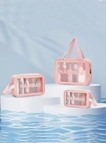 3pcs/Set Portable Travel Makeup Bag, Women Waterproof Cosmetic Bag With Compartment, Toiletry Organizer Pouch For Makeup, Accessories, Gift,Boho Vibes,For Holiday Beach, Bathroom Collection, Bedroom Collection, Large Capacity