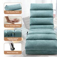 HOMEFUN Linen Chaise Lounge Indoor Chair Modern Long Lounger For Office Or Living Room - 青碧色 - 查看 3