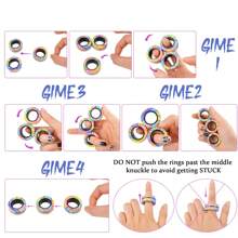 磁力环套装，3 件创意 ADHD 焦虑减压磁力环坐立不安玩具成人环可缓解焦虑，手指坐立不安玩具是送给成人青少年的绝佳礼物，挑剔垫，圣诞礼物，感官咀嚼项链 - 彩色 - 查看 5