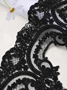 91.44cm X 21cm Classic Lace Embroidered Bone Flower Edge With Crystal Decorative DIY Clothing And Home Textile Accessory - Black - View 4