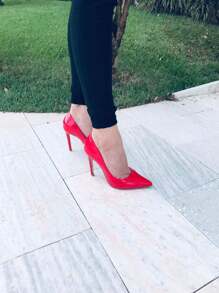 Sapato Scarpin feminino vermelho verniz salto 11cm Confortável sapatos feminina elegante