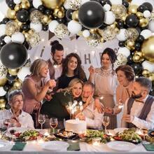 WellParti 氣球拱門套件 白金黑氣球花瓣 淺藍氣球拱門套件 金屬銀色彩帶氣球拱門,性別揭示、生日派對、紀念日派對、婚禮祝福、節日慶祝裝飾用品 - 黑與白 - 查看 5