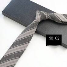 1 件棕色/酒红色/灰色条纹手工领带适合日常聚会场合工作男士领带 - 彩色 - 查看 7