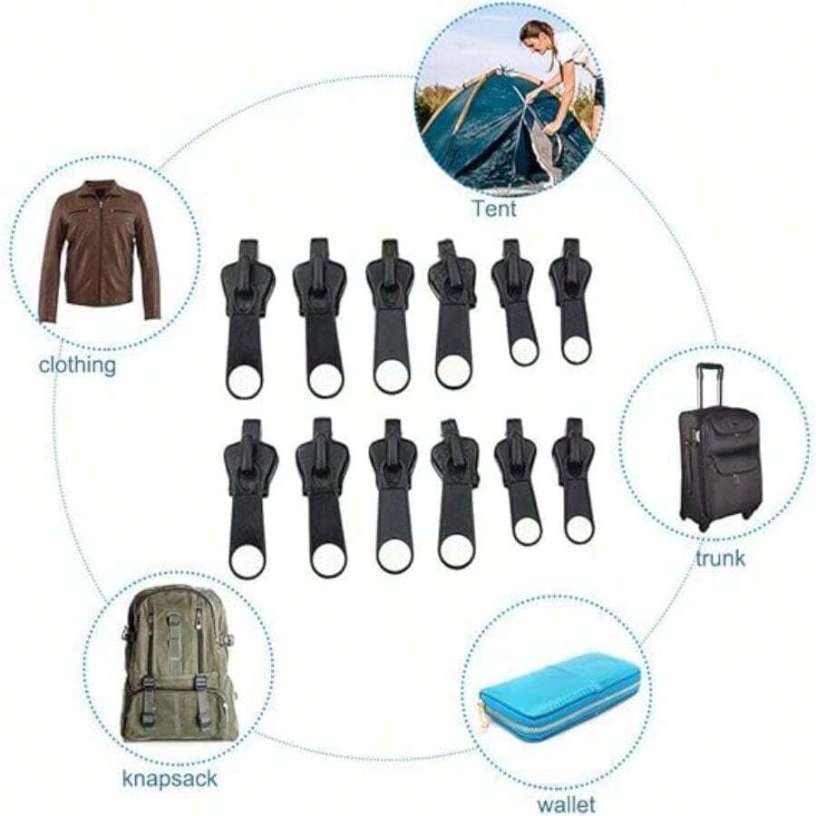 12pcs Universal Zipper Pull Replacements In 3 Sizes, Diy Sewing Fixer