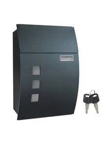 SONGMICS - Wall Mounted Post Box With Viewing Windows, Name Slot, 2 Keys - Easy To Install - Charcoal Grey - - Dark Grey - View 8