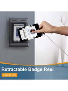 1个可伸缩证件套，趣味设计，适用于姓名牌、工作证，加厚竖款卡片保护套，适用于办公室、护士、医学生、教师、男士，可用作照片证件套、钱包、名片夹、信用卡夹、身份证夹，也适用于女士卡包。 - 黑與白 - 查看 4