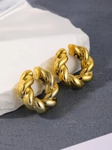 2對時尚c形不鏽鋼女士耳夾套裝