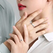 情侶戒指男女戒指2024新款情侶開口戒指情人節禮物新年禮物紀念日禮物 - 銀色 - 查看 4
