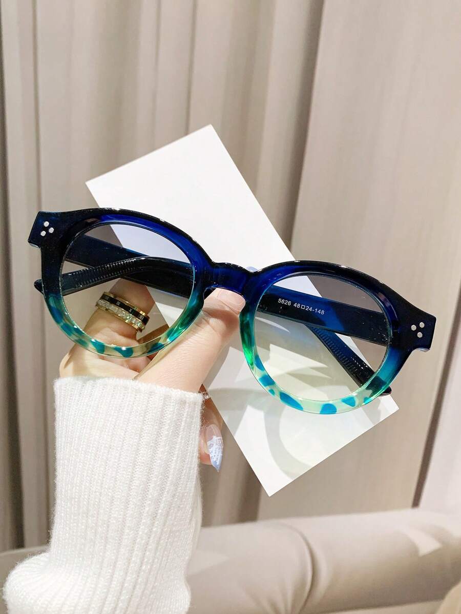 1 件男女通用椭圆形休闲复古时尚个性化双色街头风格 Y2k 太阳镜，适合度假 - 彩色 - 查看 1