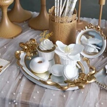 1pc White Lace & Pearl Polyester Fabric For Party And Banquet Events - 1 White Lace Table Runner - View 6