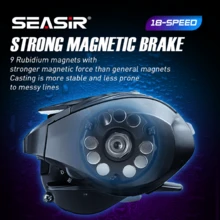 Seasir Cast-x 6+1 Bb 7.3:1 齒輪比,8.5kg 拖動雙卷筒超級制動力,轉換聲音,碳纖維手柄,強力制動器的魚竿 - 黑色 - 查看 8