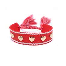 時尚的男女心形和星形鑲嵌編織手鍊,街頭風格可調節流蘇手帶,節日／生日禮物 - 38 - 查看 10