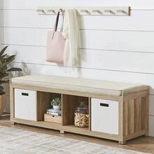 4-Cube Shoe Storage Bench, Weathered - Màu Khaki - Xem 2
