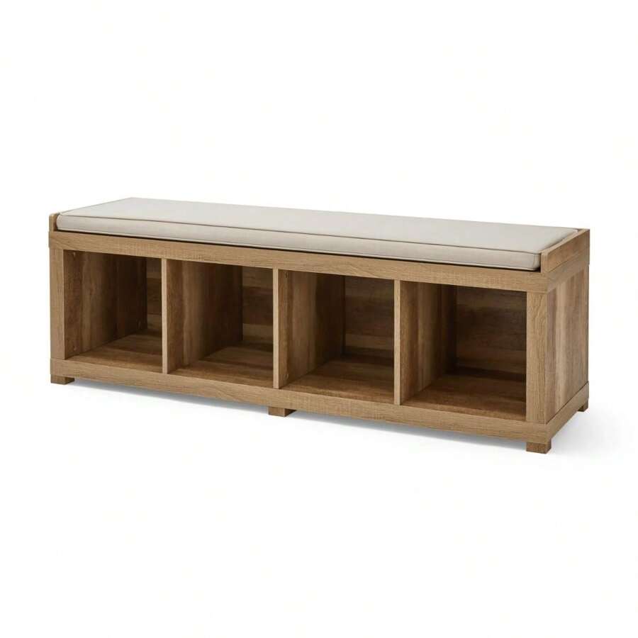 4-Cube Shoe Storage Bench, Weathered - Màu Khaki - Xem 1