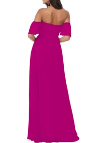 Fashion Formal Party Long Dress - Hot Pink - View 3