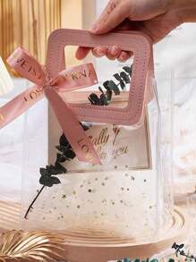 1pc Transparent Candy Box Wedding Favors Bag With Handle For Bridal Party, Gift Bag - Multicolor - View 3