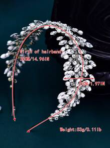 1pc Bridal Hairband With Rhinestone Horse Chain, Leaf & Crystal Design Bridesmaid Hair Accessory, Wedding Dress Jewelry, Hair Comb For Women Elegant Boho Tiaras
