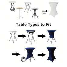 12PCS (White) Polyester Fiber 32 X 43 Inch Cocktail Table Cover, Suitable For Round Tables, Elastic Cocktail Tablecloth, Widely Used In Banquets/Weddings/Hotels/Conferences/Parties/Bars/Birthdays, Etc - 12 Pieces - View 3