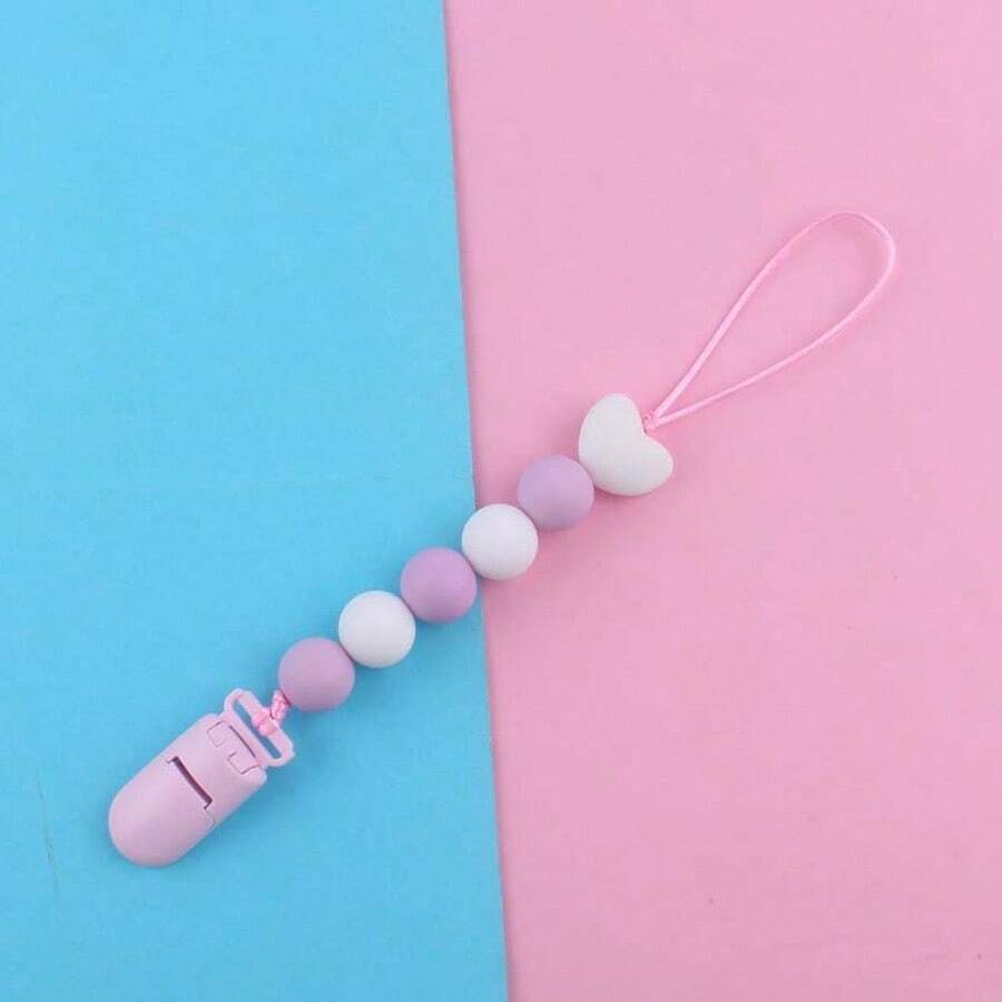 1pc New Design Plastic Spring Clasp Anti-Slip Beading Cord Creatively Colored Silicone Beads For Kids Jewelry Making - Lilac Purple - View 1