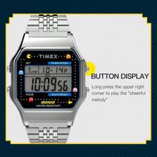 Reloj clásico retro cuadrado luminoso a prueba de agua reloj electrónico - Plateado - Ver 9