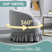 HOMEFUN Swivel Barrel Chair, Comfy Round Accent Sofa Chair For Living Room, 360 Degree Swivel Barrel Club Chair, Leisure Arm Chair For Nursery, Hotel, Bedroom, Office, Lounge - 灰色 - 查看 3