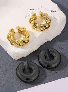 2對時尚c形不鏽鋼女士耳夾套裝